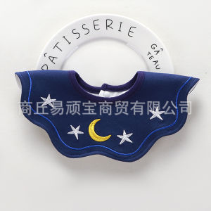 Poket Air Liur Kapas Tulen a Bib Bayi Bersulam Kalis Air untuk Lelaki dan Perempuan Bib Baru Lahir Kain Liur Bayi Bib Makan