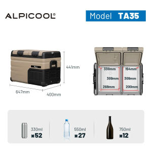 Alpicool TA Series Portable Refrigerator Dual Temperature Control Fridge Mini Freezer for TravelCampingFishing Outdoor -12/24V DC