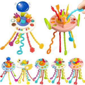 Pull String Toy Set For Babies 12-36 Months Made Of Non Toxic Plastic Certified Safe Material