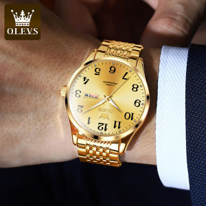 OLEVS Gold Automatic Watch For Men Waterproof Original 2022 Top Sale Luxury Stainless Steel Calendar Luminous Display Mechanical Watch