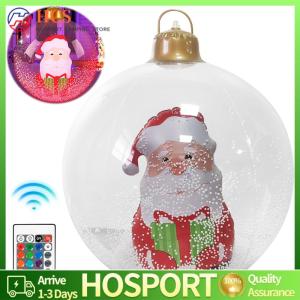 【HCS】Christmas Giant Inflatable Ball Ornaments W/ Lights Large PVC Decorated Ball Ornaments for Xmas Porch Lawn Yard Holiday