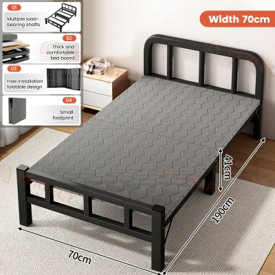 Folding Bed Portable Bed Single Bed Frame Foldable Bed Sturdy Bed Heavy Duty Metal Bed for 1-2 People Office Nap Simple Bed for Dormitory Rooms Space Saver Lunch Break Sleeping
