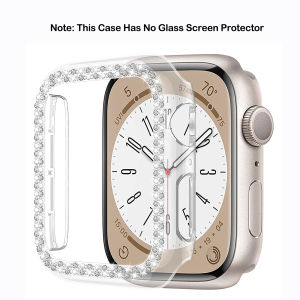 (Không có kính) Ốp kim cương cho Apple Watch Dòng 9 41mm 45mm 38mm 42mm Ốp Bộ giảm chấn trang sức iWatch nữ cho Apple Watch Dòng 8 7 6 5 4 3 2 1 Series SE Bling Ốp 40mm 44mm