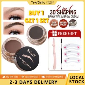 Trotinic  【Buy1 Get 1 SET】 SVMY Waterproof Dyeing Eyebrow Cream With Brush Eyeliner Quick Dry Suitable For Beginners Choose Multiple Colors To Supplement The Eyebrow Color Eyebrow Dyeing Gel