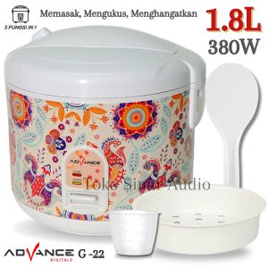 Promo Mejikom 18 Liter Murah Rice Cooker Motif Flora Advance G-22 100% ANTI LENGKET Daya 40WATT Menghangatkan - 380WATT Memasak - 3 in 1 Menanak Menghangatkan dan Mengukus - TOKO SINAR AUDIO