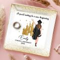 DOPTIKA A Sweet Ending To A New Beginning, Custom Graduation Jewelry Dish, 2025 Graduation Gifts For Her, Cute Gifts For College Girls, Students, Friends, Ring Holder Dish For Congratulations Gift. 