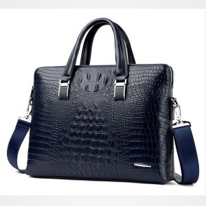 Crocodile Pattern Mens Briefcase Business Handbag Shoulder Messenger Bag Mens Casual Horizontal Computer Bag
