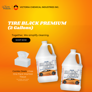 ICHEM PRODUCTS TIRE BLACK PREMIUM (2 GALLONS) WITH FREE 1 PACK INTERFOLD TISSUE