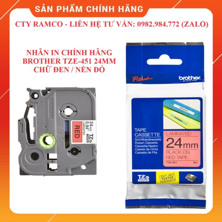 TZE-451 | Nhãn in Brother TZe tiêu chuẩn Chữ đen trên nền đỏ 24mm ...
