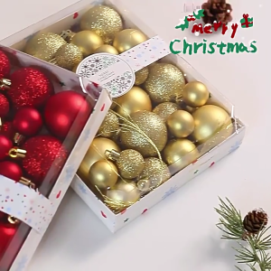 42Pcs Plastic Christmas Tree Decorations Set Festival Hanging Balls For Home Holiday Party Cake Tabletop Decors