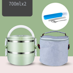 304 Stainless Steel Portable Lunch Box Long-lasting Insulation Bento Box with Insulation Bag Food Warmer For Kids Adults Picnic School Office And Home