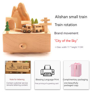 LOVE FOR YOU Bluetooth Wooden Music Box Toys Ferris Wheel Wishing Tree Mountain Tunnel Mobile Magnetic Train Music Box Electric 62 Song Music Box