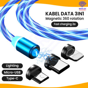 COD - KABEL CHARGER HP MICRO USB TYPE C LIGHTING USB LED MAGNET 3IN1 KABEL LAMPU MAGNET 3IN1