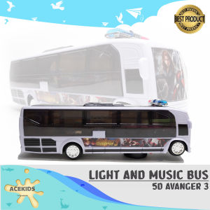 Mainan Bus Mainan Bis Sirine Suara 3d dengan Roda Bump and Go Gambar Marvel Avangers - 368B-2