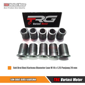 Sok Drat Busi Karisma Over Bosh TRG Bahan Besi Baja Diameter Luar M 14 x 1.25 Panjang 20 mm Harga Per Biji