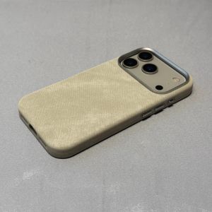 Flannel Luxury Leather Case for iPhone 17 16 15 Pro Max Retro Sweatproof Wireless Charge Shockproof Back Covers Shell