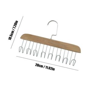 3PCS multifunctional Household 8 hooks solid wood hanger bra hanger belt rack tie non-slip rack underwear storage rack