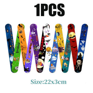 10PCS Kids Novelty Slap Bracelet Kids Creative Halloween Slap Wrap Wristband Ring Band  Ghost Holiday Party Gifts