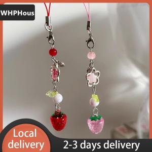 [COD] WHPHous Ship within 24 hours Sweet Cute Strawberry Mobile Phone Lanyard Lovely Fruits Phone Chain For Girls Y2K Aesthetic Cellphone Keychain