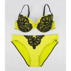 Bra set Wanita Kawat Busa Tipis VALERIE cup 3/4 Mix Lace Premium pakaian dalam / underwear VL002GRN