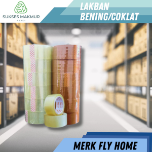 FLYHOME Lakban coklat/bening 90yard 48mm x 90yard 2inci 1 roll 90 yard ECO