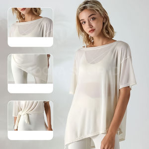 MOOTA Kaos Jaring Olahraga Wanita Baju Olahraga Tile Outer Jala Oversize Atasan Olahraga Jaring - 040