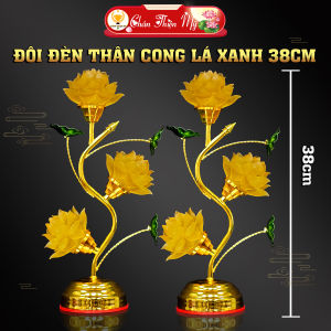 Đèn Hợp Kim Hoa Sen Lưu Ly Thân Cong Cao Cấp CHÂN THIỆN MỸ Đồ Thờ Cúng Vật Phẩm Trang Trí Bàn Thờ
