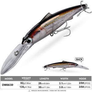 SJJL Môi dài Mồi câu cá Mồi câu cá Wobbler Chiều dài 25cm Mồi câu cá biển sâu Nhân tạo Trọng lượng 82g Mồi cứng nhân tạo Dành cho câu cá lóc