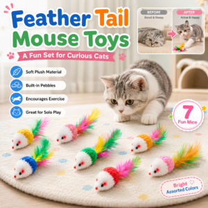 Plush Mouse Cat Toy Interactive Self-Play Catnip Kitten Teaser Indoor Cat Toy Soft Squeaky Fun