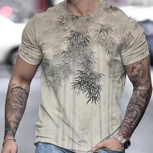 [Local Stock] VCC Summer Bamboo Short Sleeved T-Shirt 3d Pattern Printed Tops Slim Fit Mens Clothing Oversized T-Shirt Casual Mens T-Shirt