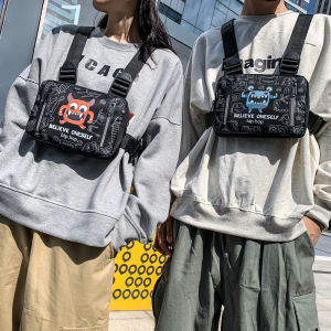 Men Tactical Chest Bag Fashion Streetwear Hip Hop Vest Bag Crossbody Body Bag Packs Waist Pack Rig Bag for Motorcycle Cycling