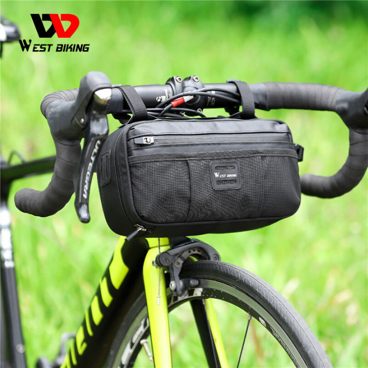 WEST BIKING 1L Waterproof Bike Handlebar Bag – Black, Reflective, With Shoulder Strap – Small Size For Mountain/Road Bikes