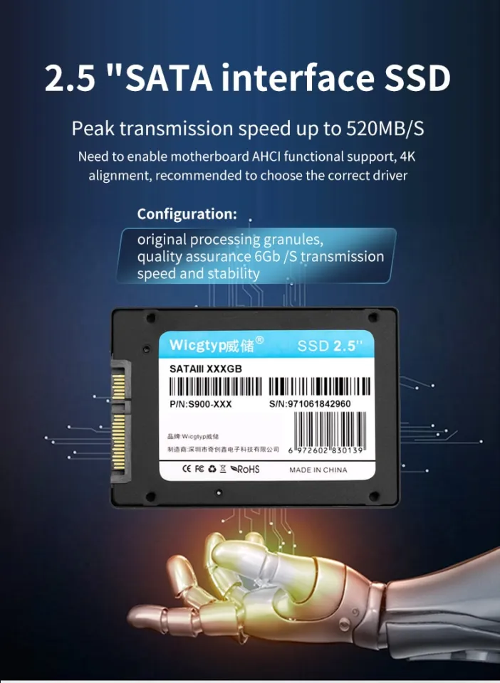 Wicgtyp SATA3 SSD 128GB 256GB 512GB 1TB SSD HDD Internal Solid
