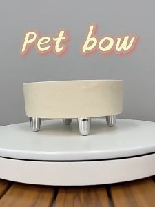 Pet Simple Stainless Steel Bowl Pet High-Foot Bowl Dog Cat Feeding Bowl for Food and Water Dog Bowl
