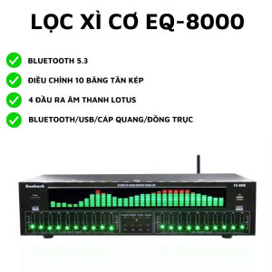 Lọc Xì Equalizer Sunbuck EQ-8000 Lọc Xì Âm Thanh 2 Kênh chất lượng cao chống hú rít đèn nháy led nhiều kiểu