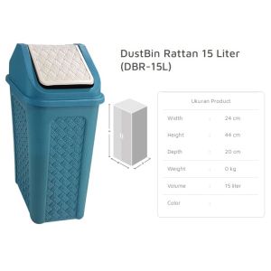 Keranjang sampah / tempat sampah rotan / Tong sampah Merek CLUB motif rotan 15 L injak