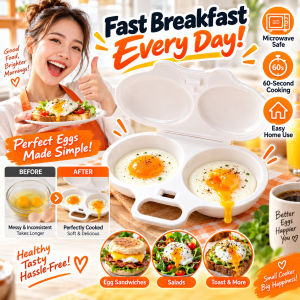 Egg Half Boiled Maker Microwave Heat-Resistant Double Egg Steamer Box Microwave Egg Cooker Lazy Persons Cooking Gadget Sandwich Making Tools