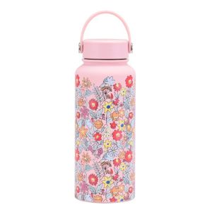UUMIR Wide Mouth Stainless Steel Insulated Bottle 1000ml Thickened Printed Cup Portable with Handle Sports Water Bottle For Girls