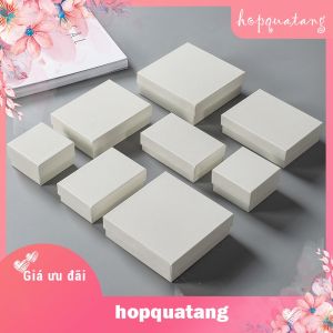 Hộp Trang Sức Hộp Quà Tặng Đựng Nhẫn Bông Tai Dây Chuyền Màu Trắng Kem