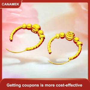 【CANAMEK 】 Gold Color Lucky Beads Earrings For Wome Wedding Birthday Ear Charms Fine Jewelry Gifts