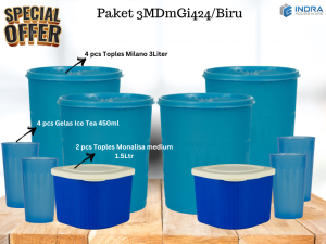 INDRA Set Toples Food Storage Milano 3L/Medium 1.5L - Warna Cerah