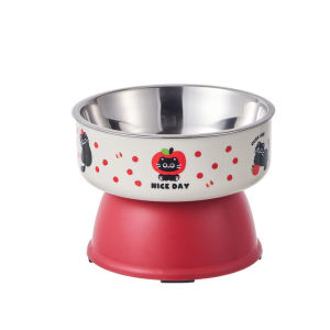 Cute Stainless Steel Pet Bowls Cats Dogs Neck Protector Pet Feeding Large Capacity Bowl Makanan Kucing