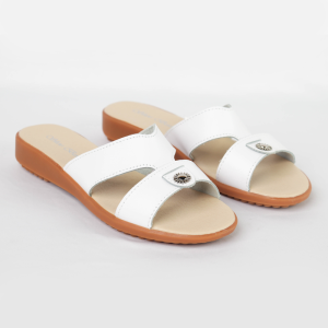 ShoeBest Womens " Stella " 004 White Flat Sandals Slip-on Ladies Fashion Comfortable Casual Wear