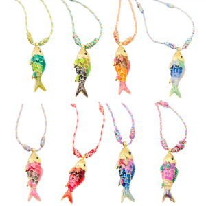 Trendy Oceanics Fish Necklace Colorful Rope Chain With Stainless Steel Charm Waterproof Everyday Accessory