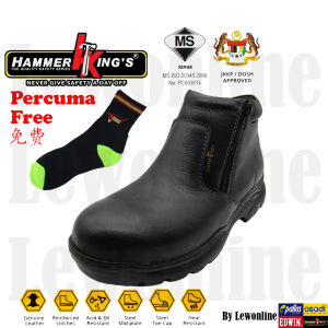 Hammer Kings Standard Safety Shoes 13009 Mid Cut Dual Zipper Steel Toe Cap Leather Working Shoes