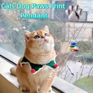 FOUNDTWO Hanging Dog Paws Print Pendant Exquisite Handmade Sun Catchers Creative Transparent Heart Shaped Pendant Balcony