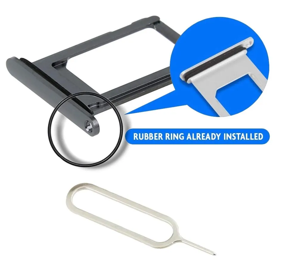 SIM Card Tray Replacement For IPhone 11 Pro And IPhone 11 Pro Max With Waterproof Rubber Ring And Eject Pin (Single Sim Version) (Space Gray/Black