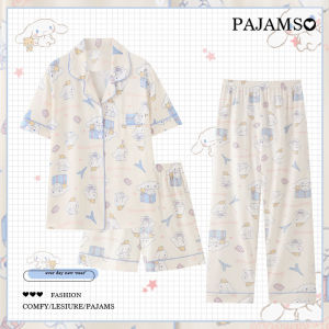 3Pcs Disney Cartoon Cute Lilo Stitch Spring Summer Girls T-Shirt Pants Home Clothes Set Student Kawaii Fashion Casual Pajamas