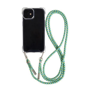 LC Terang kotak Neon Tali HP Casing for iPhone XR X 11 12 13 14 15 16 Pro Max Plus Mini Adjustable