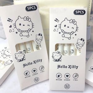 5pcs/set  Kuromi Sanrio My Melody Gel Pen 0.5mm Black Ballpoint Cinnamoroll Hello Kitty Supplies Pens Stationery
